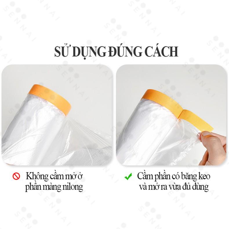 Màng Bọc Nilong Che Chắn Bụi Đa Năng SENNAI Kích Thước 3.2m x 12m Có Keo Dán Cố Định