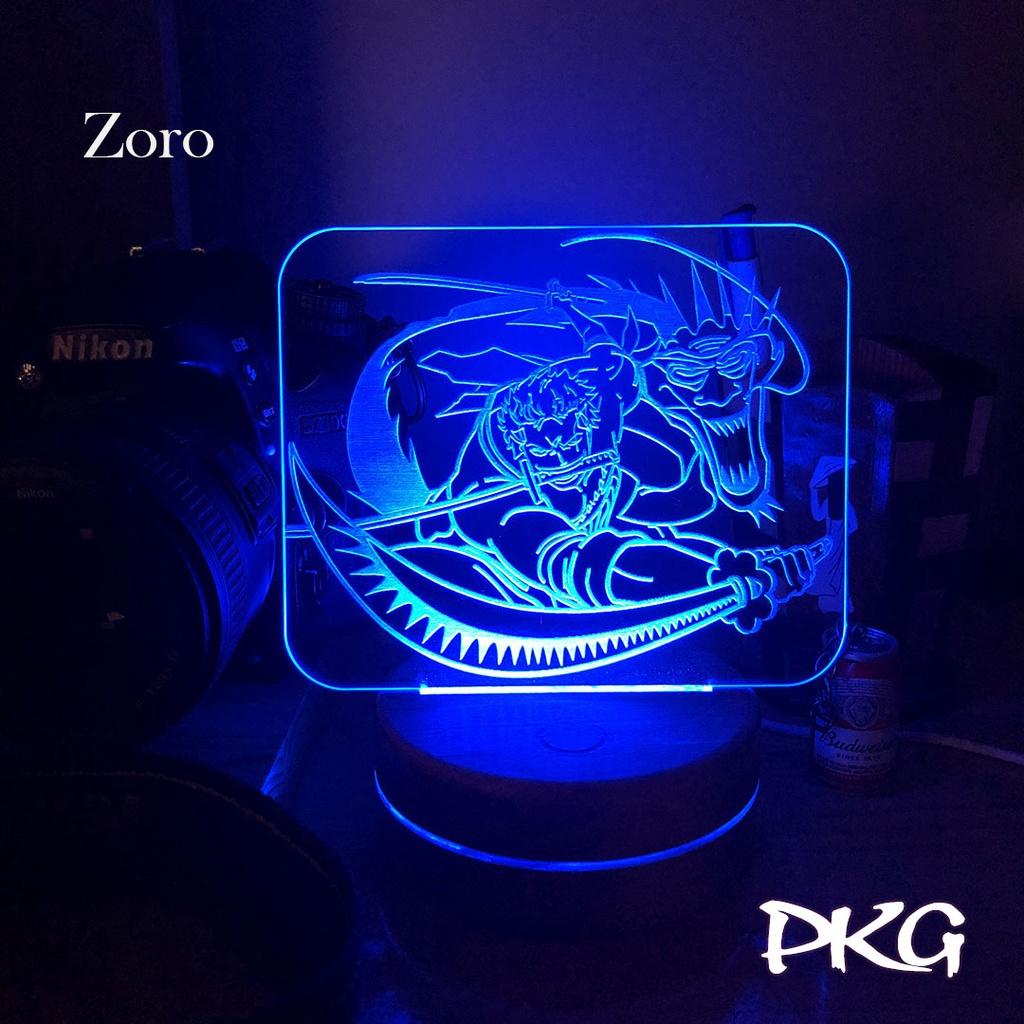 Đèn Ngủ Led 3D ZORO nhân vật Anime phát sáng 16 màu cảm ứng có điều khiển từ xa