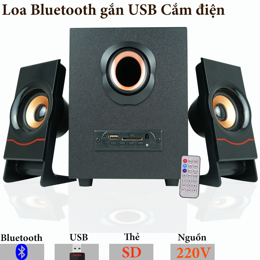 Loa Bluetooth vi tính dùng cho điện thoại máy tính laptop 3 trong 1 PF140 Đen có remote