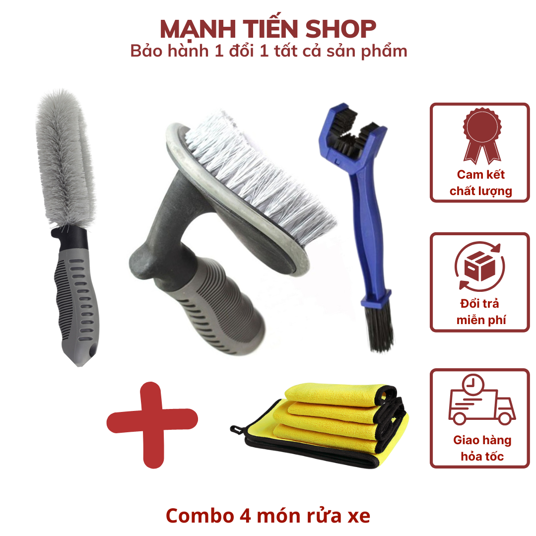 Combo 4 món dụng cụ chổi cọ rửa xe hơi xe máy TiMa.lala hiệu quả và hữu ích hơn, đồng thời, đó là tiết kiệm nhân công - Hàng chính hãng