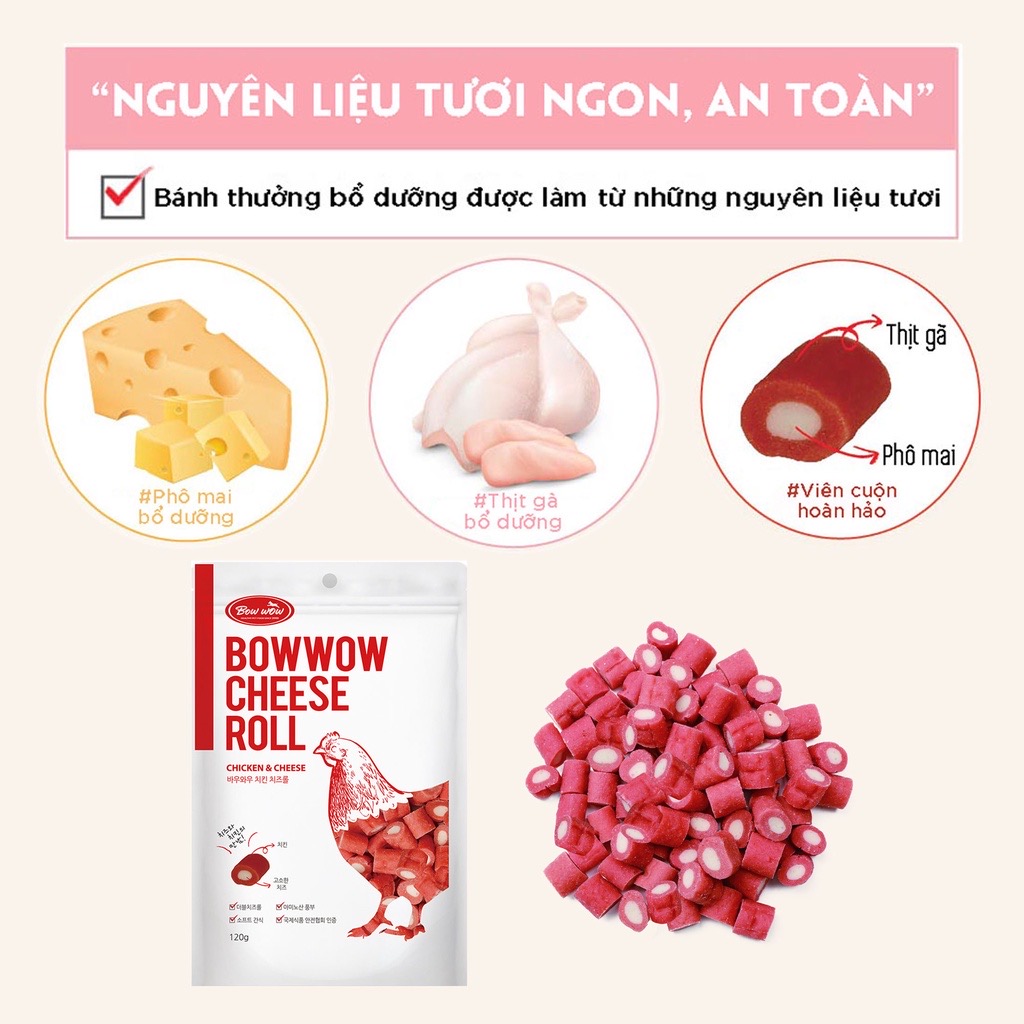 Pho mai cuộn thị.t cho chó