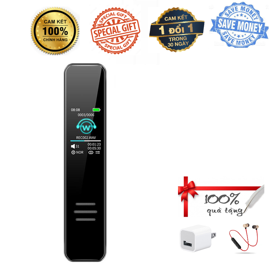 ROGZ - Máy Ghi Âm Chuyên Nghiệp 299IPS Ghi âm định dạng lossless Chống ồn chủ động Bộ nhớ 8Gb Màn gương 5D sắc nét Tự động lưu trữ Bảo mật tệp tin Hỗ trợ học tiếng Anh hiệu quả  - Hàng Chính Hãng