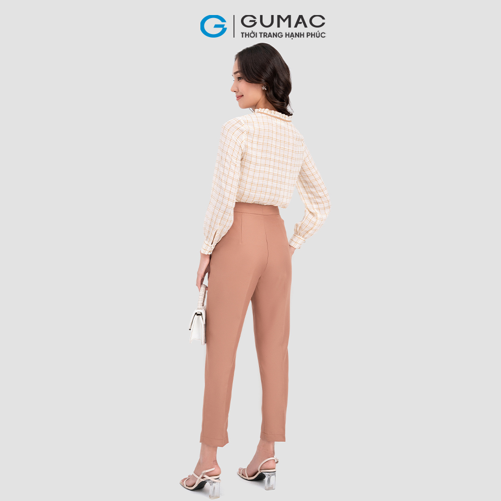Áo cổ bèo viền phối dây nơ GUMAC AC11040