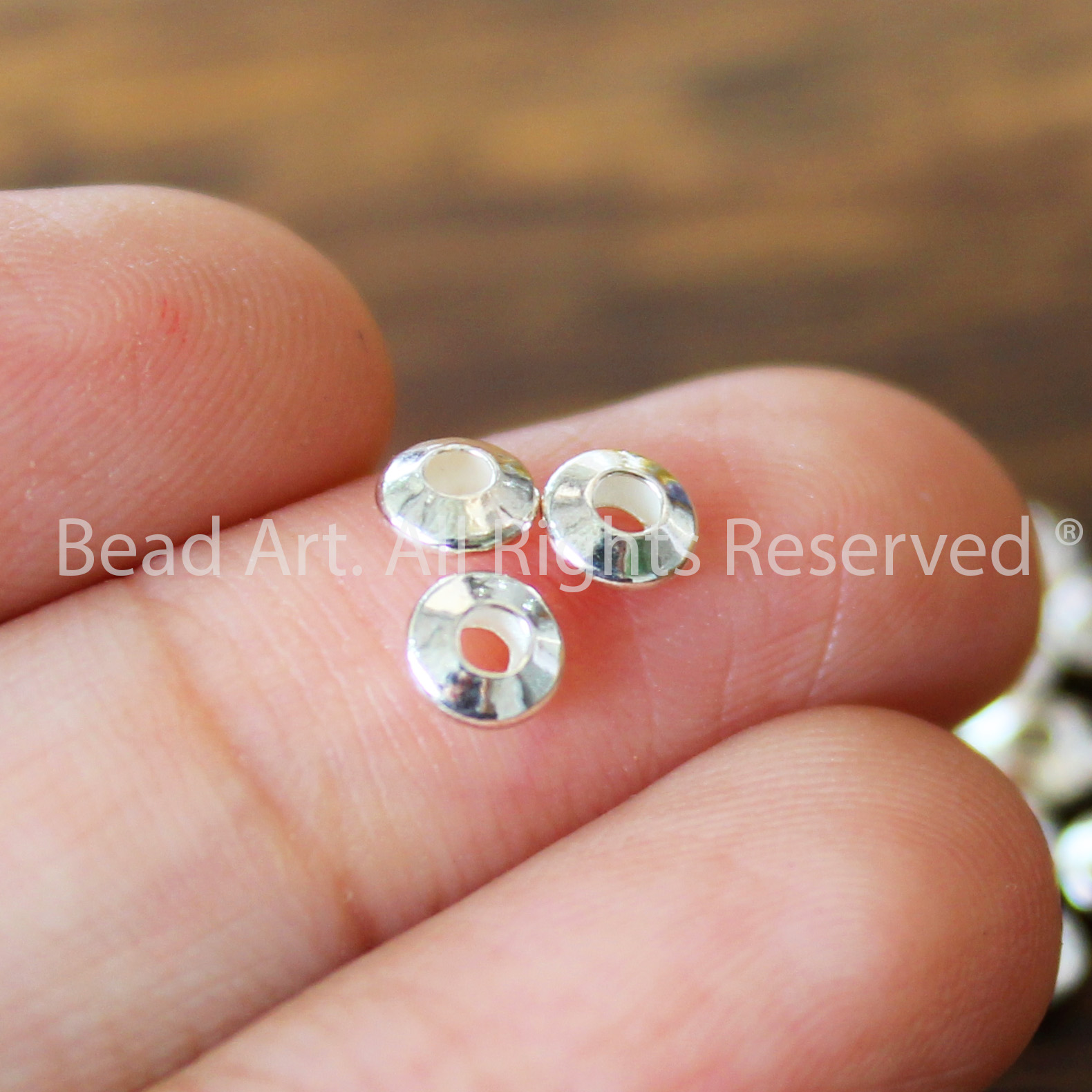 4MM Charm Cách Dẹp Trơn Bạc 925, Phụ Kiện Phối Vòng Tay, Chuỗi Hạt, Trang Sức Phong Thuỷ - Bead Art