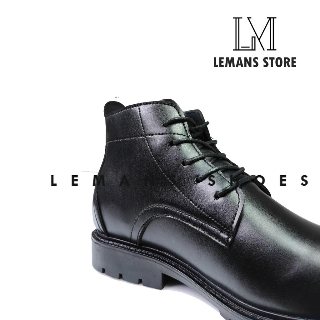 Giày nam cao cổ, boot cổ cao, bốt nam tăng chiều cao 6,5 cm cổ lửng Lemans, boot doctor, bốt cao bồi