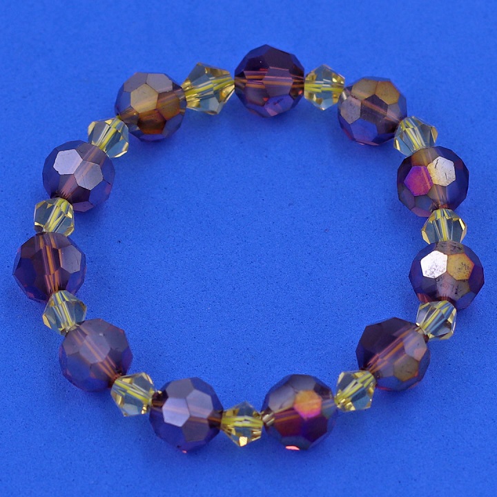 Vòng tay pha lê tím giác 10 ly pha lê vàng giác CTFLIGFLVG10