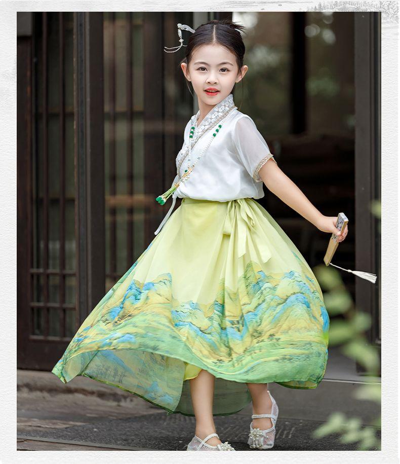 SHUANGYAN Cô gái ngựa mặt váy phù hợp với trẻ em Hán phục cổ trang nửa người váy cô gái nhỏ Trung Quốc phong cách mùa hè mỏng Đường trang phục Minh chế
