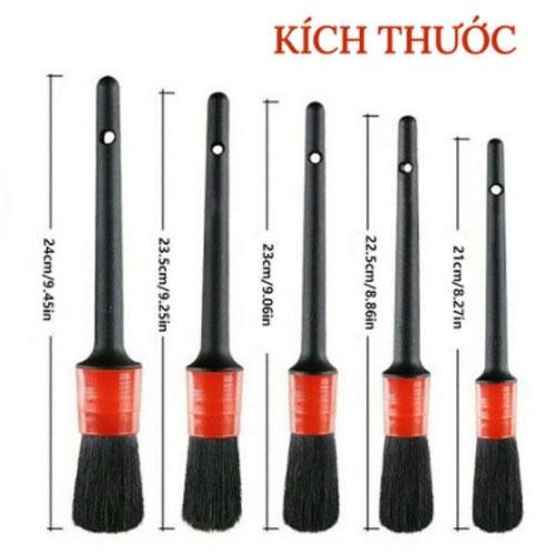 Bộ 5 Chổi Cọ Vệ Sinh Xe Ô Tô Đa Năng - Cọ Rửa Khoang Máy, Mân Xe, Nội Thất