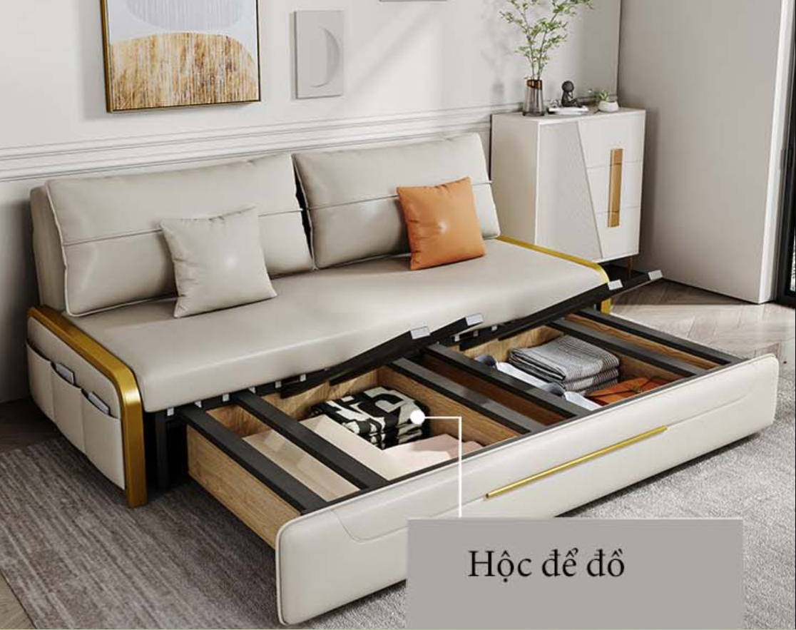 Sofa giường đa năng hộc kéo HGK-09 ngăn chứa đồ tiện dụng Juno Sofa KT 1m8