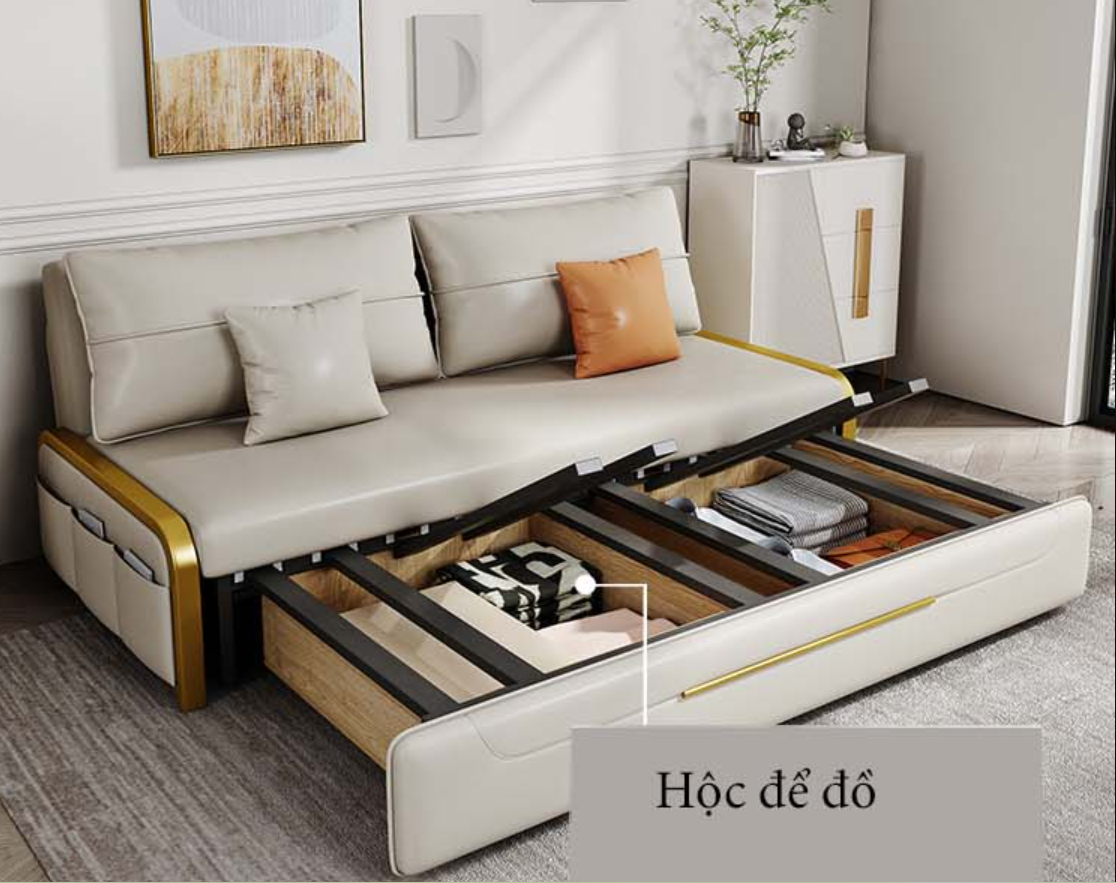 Sofa giường đa năng hộc kéo HGK-09 ngăn chứa đồ tiện dụng Tundo KT 1m8