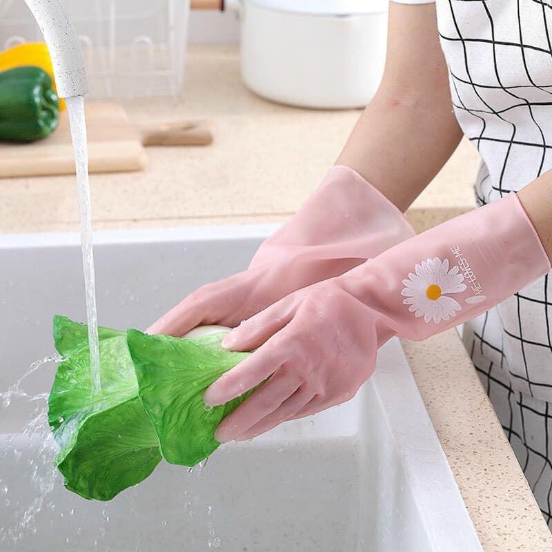 Gang tay rửa bát siêu dai hình hoa cúc mới ( màu ngẫu nhiên )