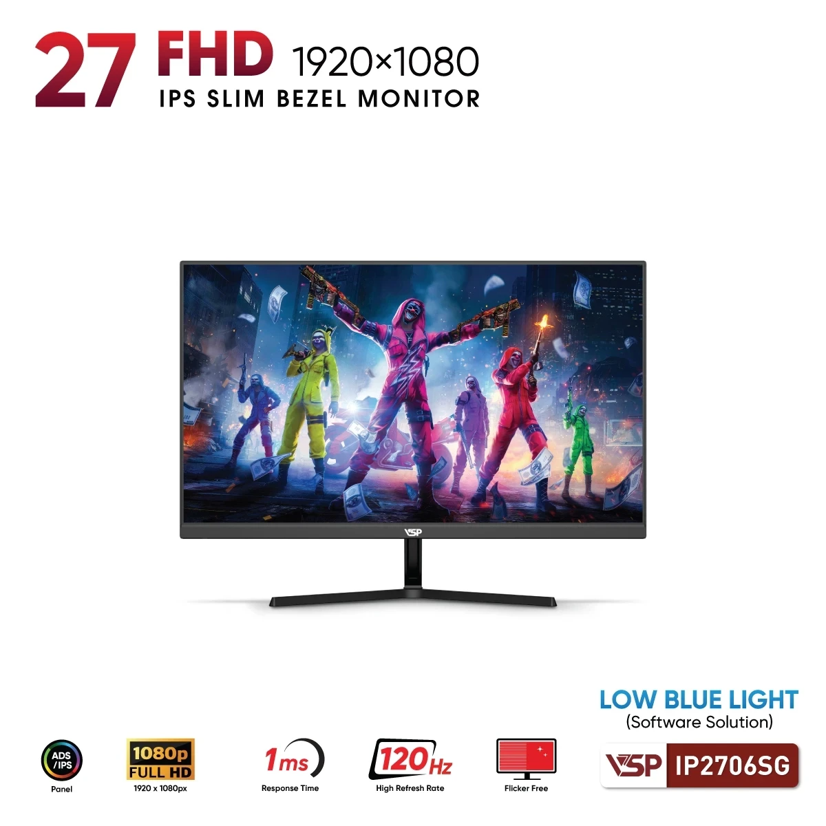 Màn Hình VSP IP2706SG (27 inch / IPS / FHD / 120Hz / 1ms) - Hàng Chính Hãng