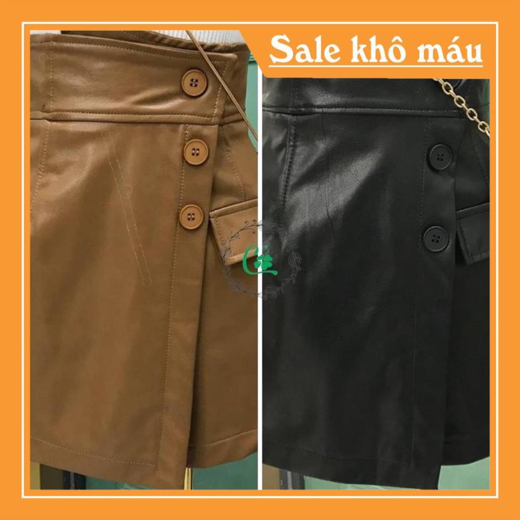 QUẦN VÁY DA MÀU ĐEN NÂU HOT HIT HIỆN ĐẠI QUẦN DA 3 KHUYA