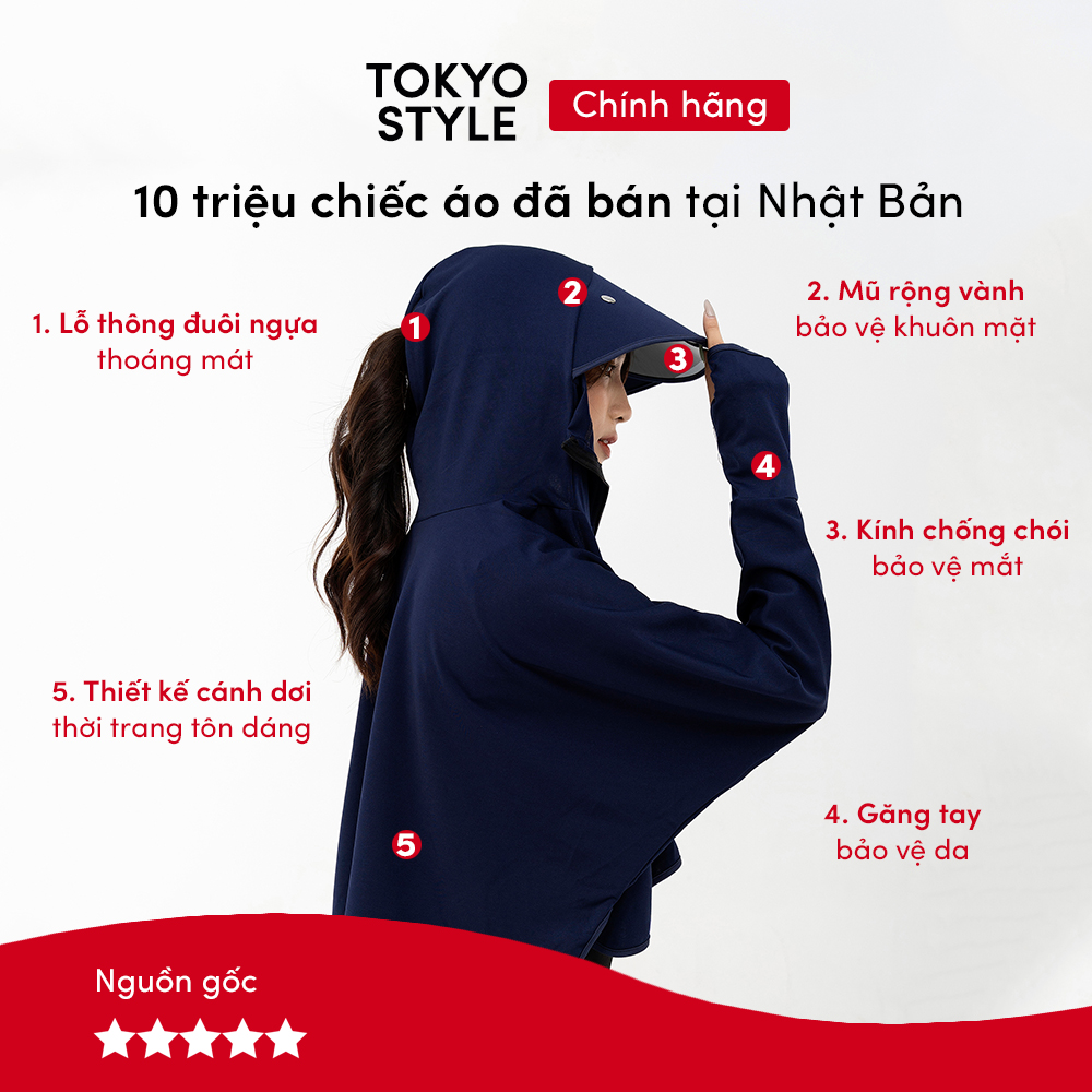 Áo chống nắng Tokyo Style. Áo chống nắng cánh dơi vải cotton Nhật dệt kim cương