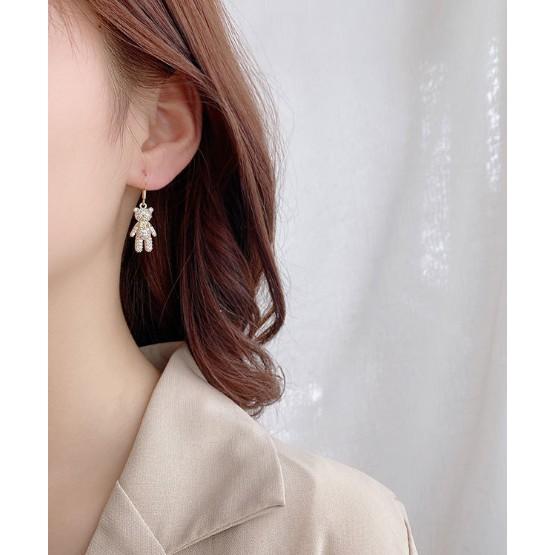 Hoa Tai Nữ Hình Gấu Kute Đính Đá Cao Cấp, Quà Tặng Bạn Gái, BT09