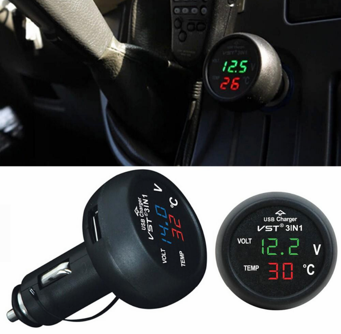 SIÊU GIÁ VỚI 1 TẨU SẠC ĐIỆN THOẠI BÁO VON BÁO NHIỆT ĐỘ LED CỰC ĐẸP GẮN TRÊN XE HƠI ÔTÔ CHUẨN CHẤT LƯỢNG