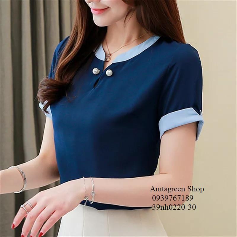Tk14-0220-SƠ MI VIỀN MÀU TAY NGẮN