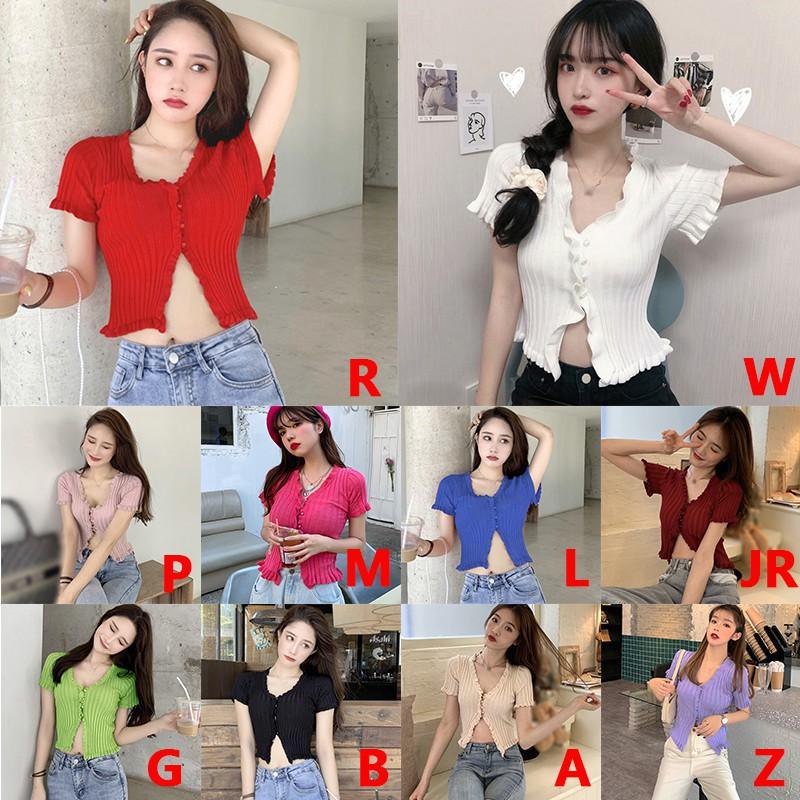 Áo Thun Nữ Ngắn Tay Cổ Chữ V Thời Trang