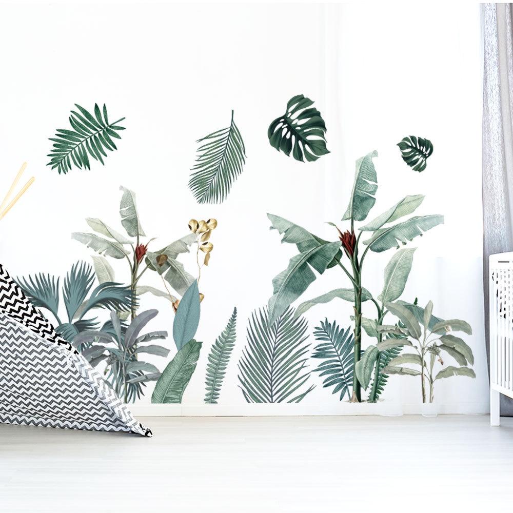 Decal dán tường Hàn Quốc Lá xanh nhiệt đới