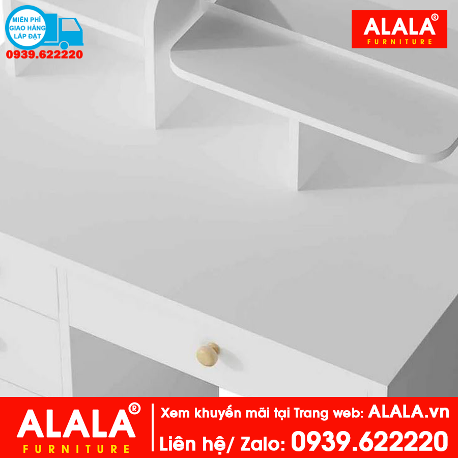 Bàn trang điểm ALALA804 màu trắng + Ghế ngồi - Thương hiệu ALALA