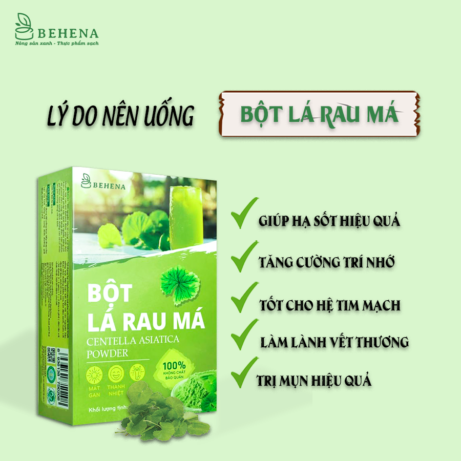 Bột rau má Behena nguyên chất sấy lạnh đắp mặt detox đẹp da thanh nhiệt Minh Anpha