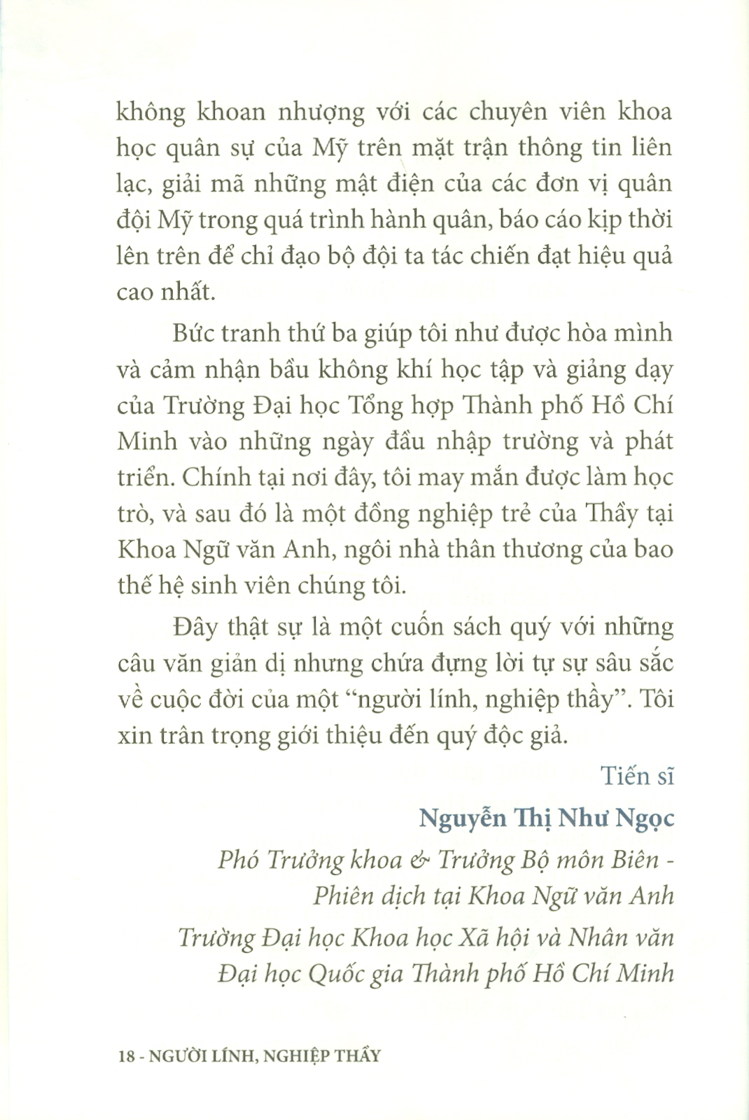 Người Lính, Nghiệp Thầy (Bản in màu)