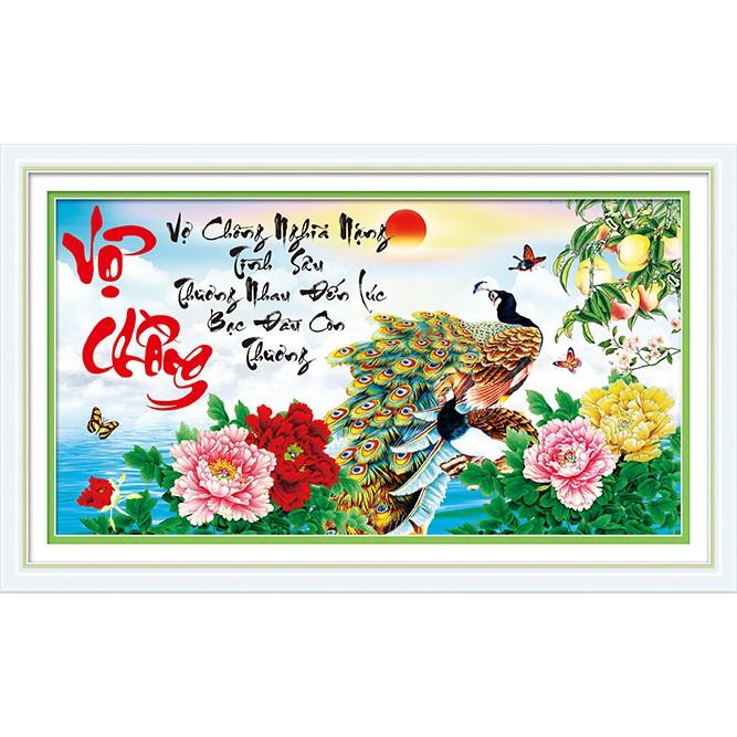 Tranh Đính Đá VỢ CHỒNG CÔNG . Kích Thước: 90cm x 50cm