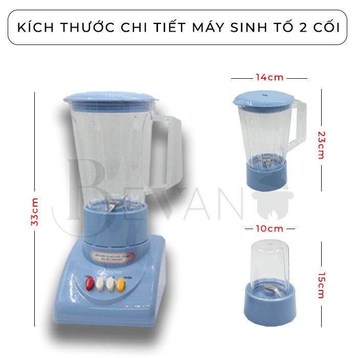 Máy xay sinh tố 2 cối hàng chính hãng Korichi KRC-6202 Bevano Gia Lai, Máy sinh tố không chứa BPA, chân đế chống trượt