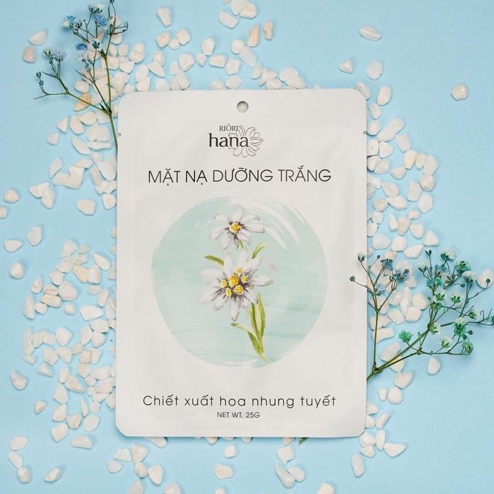 Mặt Nạ Giấy Dưỡng Trắng Mờ Thâm Mụn - Chiết Xuất Hoa Nhung Tuyết RIORI - Hộp 12 miếng