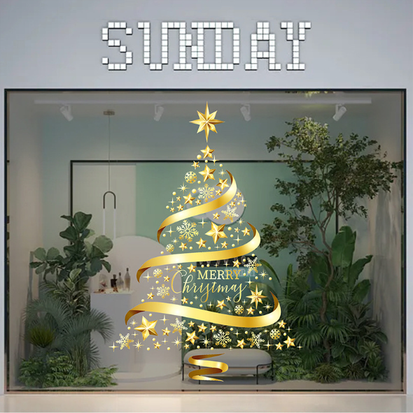 Decal trang trí Noel hít tĩnh điện - Những ngôi sao hình cây thông