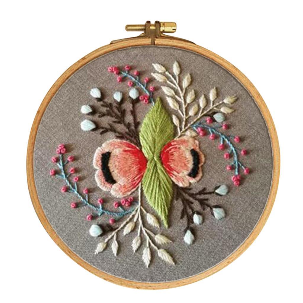 Flower Pattern DIY Needlework Kits Embroidery Hoop DIY Package for Beginners