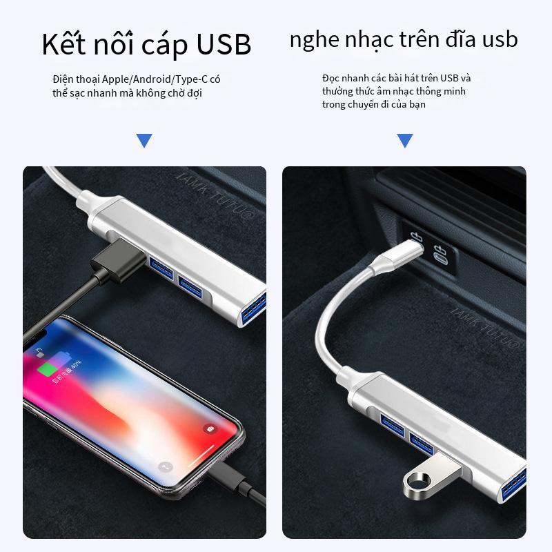 Giao hàng nhanh bộ mở rộng trung tâm máy tính xách tay usb cho bộ chuyển đổi usb chuyển đổi typec trên xe hơi màu đen