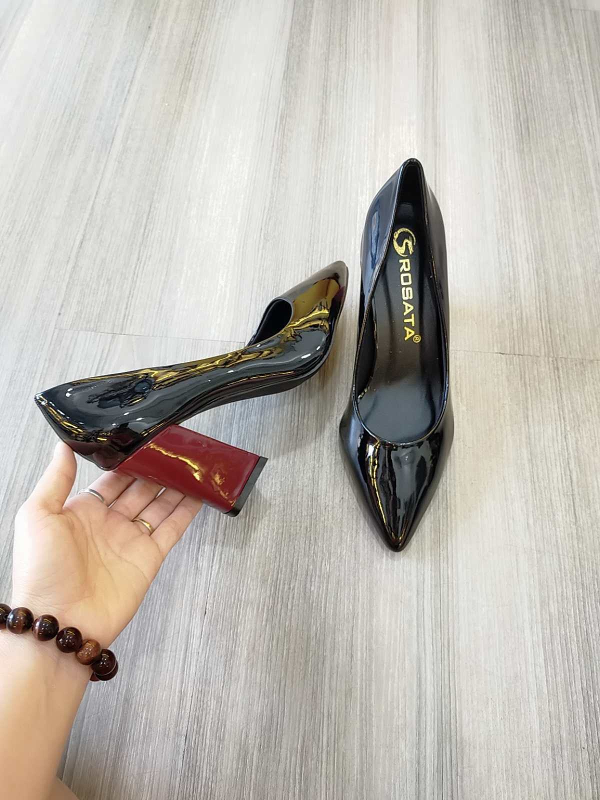 Giày cao gót nữ nghịch màu cao cấp ROSATA RO125 7p gót vuông - HÀNG VIỆT NAM - BKSTORE