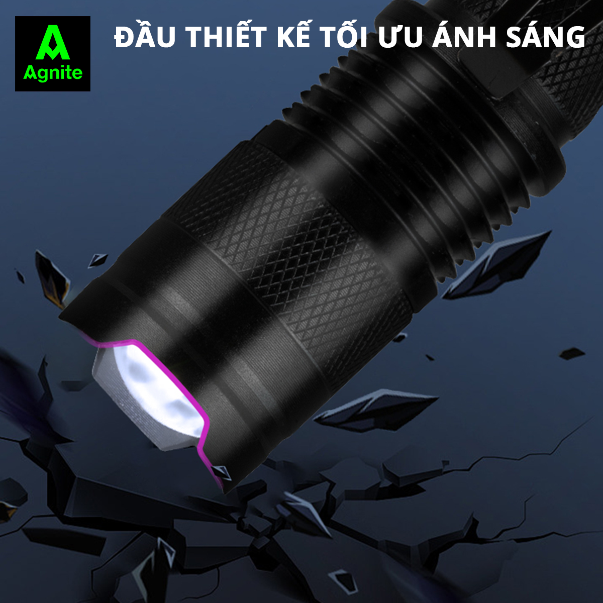 Đèn pin 3 chế độ sáng chính hãng Agnite - thiết kế đầu sạc USB - nhỏ gọn tiện lợi dễ mang theo - VS4231