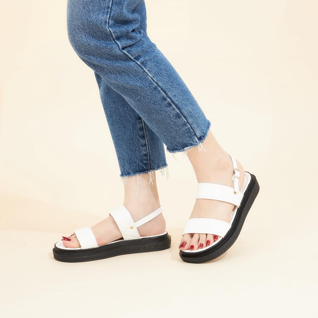 Giày Sandal Nữ MWC 2967 - Giày Sandal Quai Kép Bản To Đế Cao Dập Chỉ Nổi Thời Trang