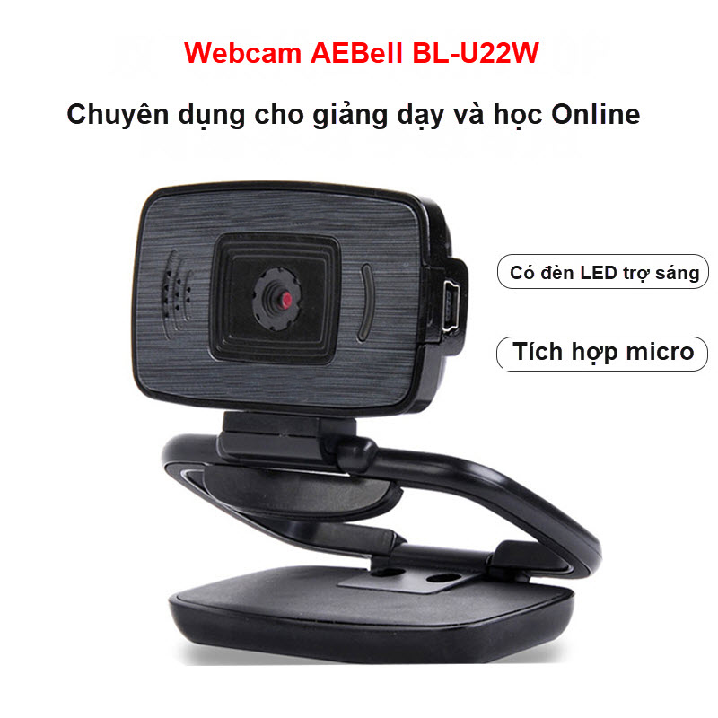 Tặng Đèn LED Trợ Sáng - Webcam học Online cho máy tính AEBell BL-U22W - Webcam kèm mic chuyên dụng cho học trực tuyến