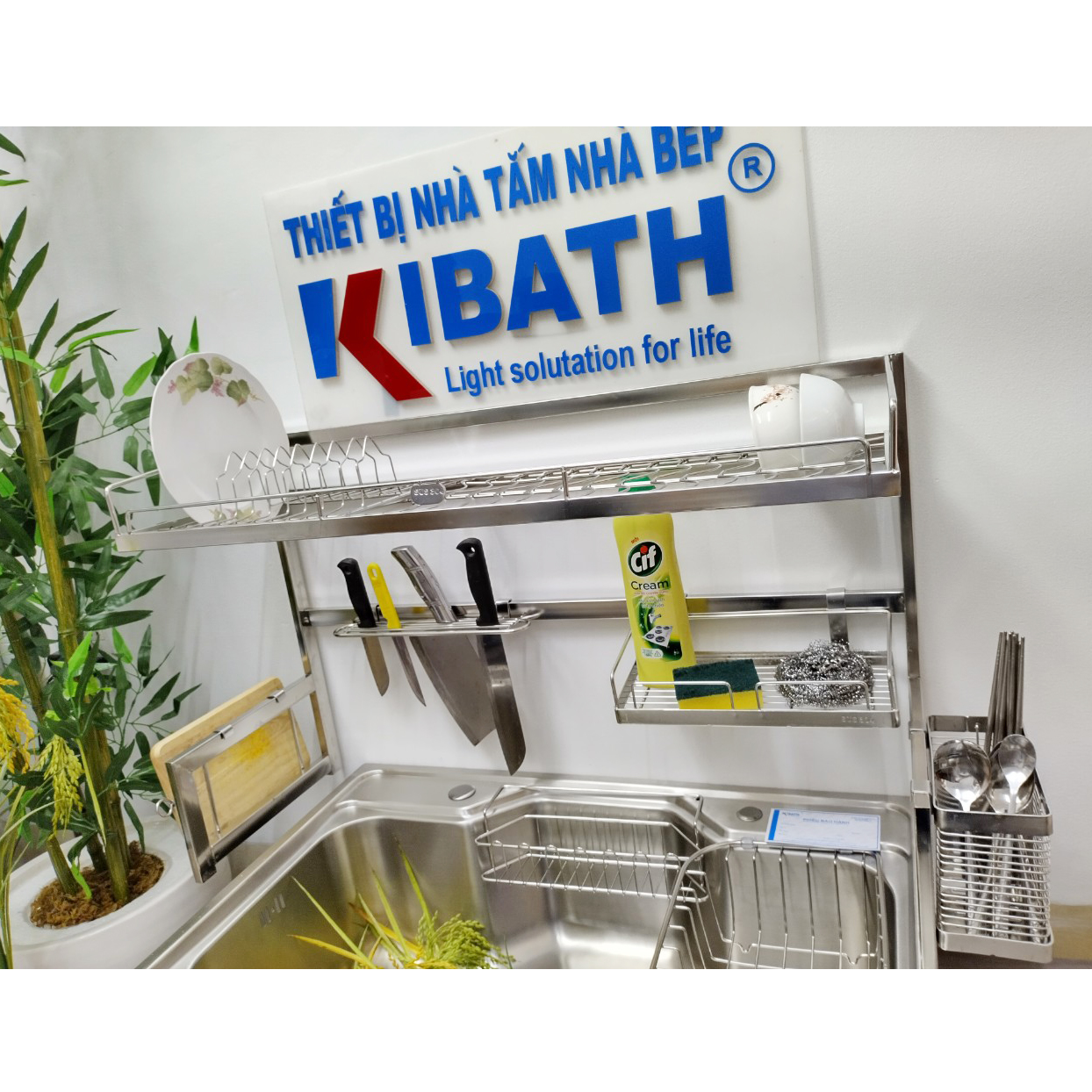 Kệ Úp Chén Trên Bồn Rửa Kibath Inox 304 1 Tầng, KB-909