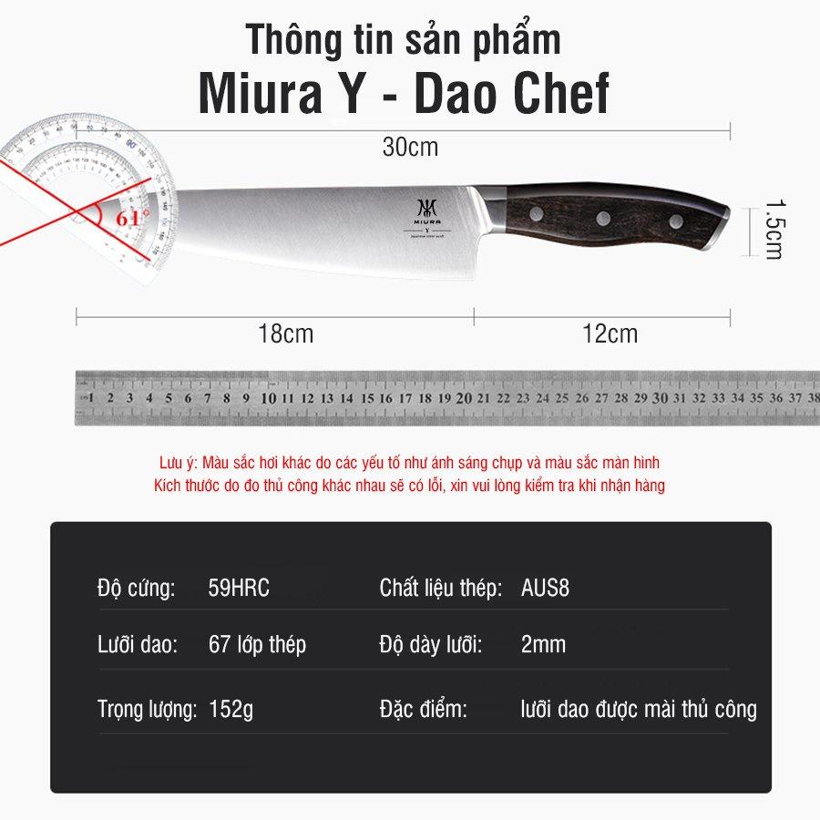 Dao bếp cao cấp MIURA Y Serial – Dao thái thịt cá Chef (18cm)