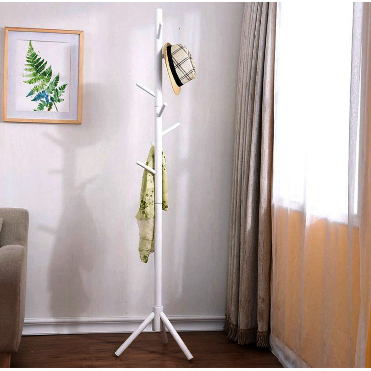 Cây treo quần áo 3 chân 8 nhánh treo bằng gỗ cao su màu trắng - Thương hiệu Viet Home Decor