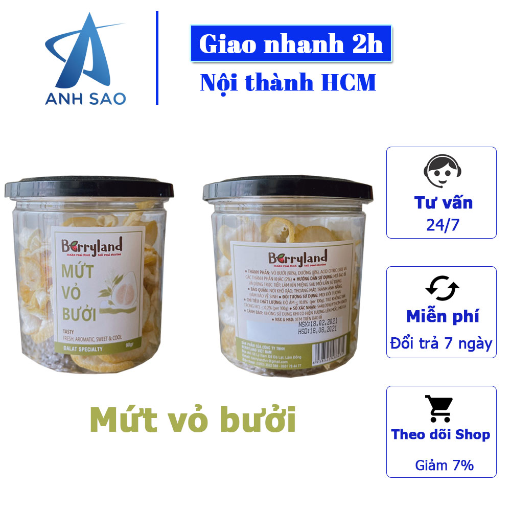 Vỏ bưởi sấy BerryLand 90g - Đặc sản Đà Lạt - Quà tặng ý nghĩa