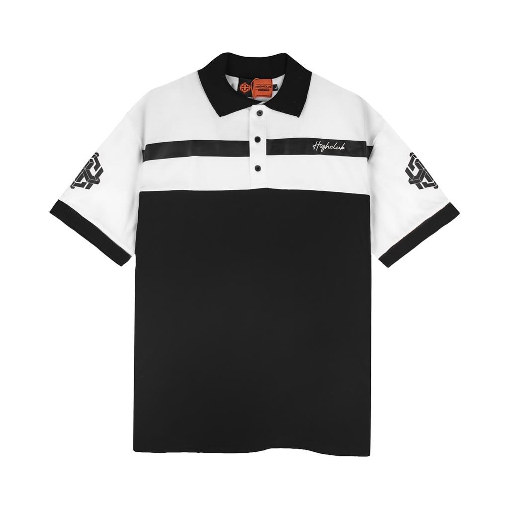 Áo POLO GOTHIC Tay Lỡ Unisex Nam/Nữ Màu Đen Phối Trắng Cổ Bẻ - HIGHCLUB