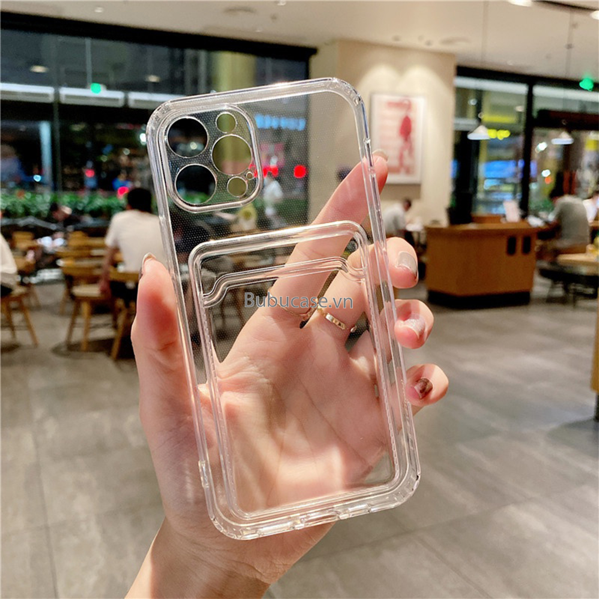 Ốp Dẻo Trong Suốt Kèm Ngăn Đựng Thẻ Dành Cho Iphone - Full dòng - Hàng Loại 1 Dày Dặn