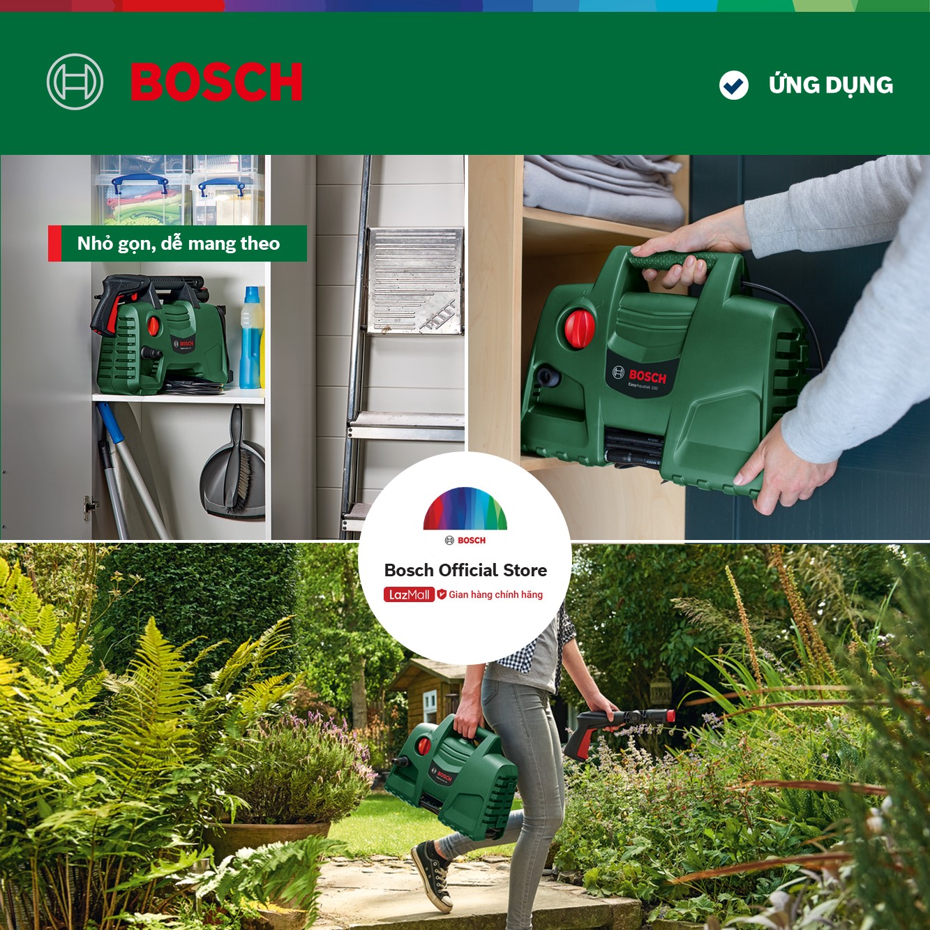 Máy phun xịt rửa áp lực cao Bosch Easy Aquatak 100 1200W - vòi phun xoay 360 độ