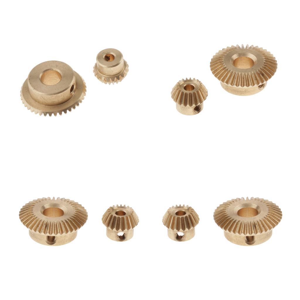 4Set / 8pcs Brass 0.5 Modulus 20 Teeth 3 To 6mm Hole Diameter 90 Degree Tapered Wheel Gear