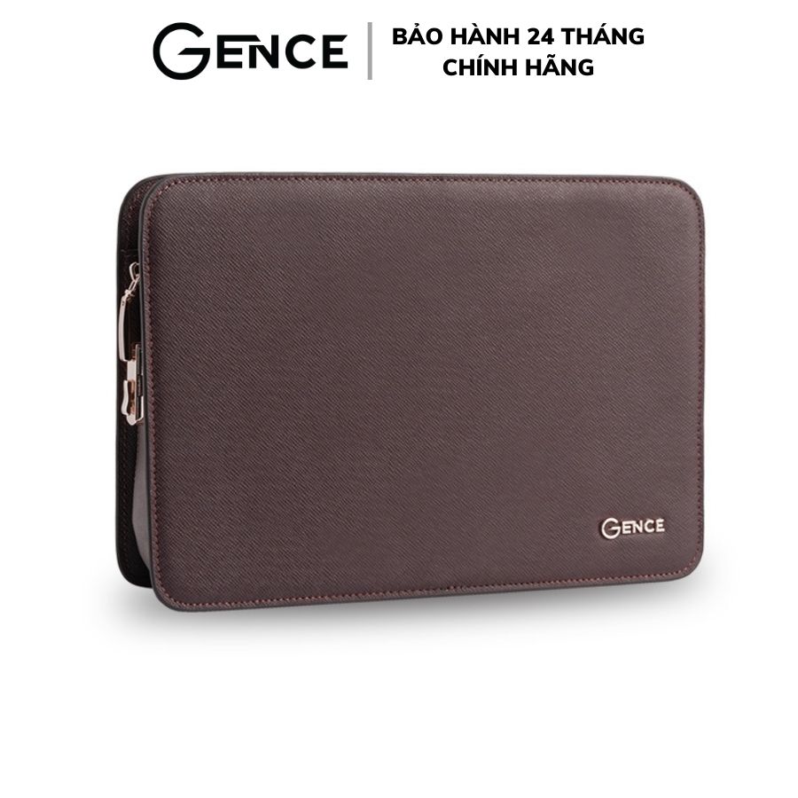 Clutch Nam Cầm Tay Da Bò Taiga Chính Hãng Gence, Ví Cầm Tay Nam Công Sở Khóa Số CK15 Màu Nâu