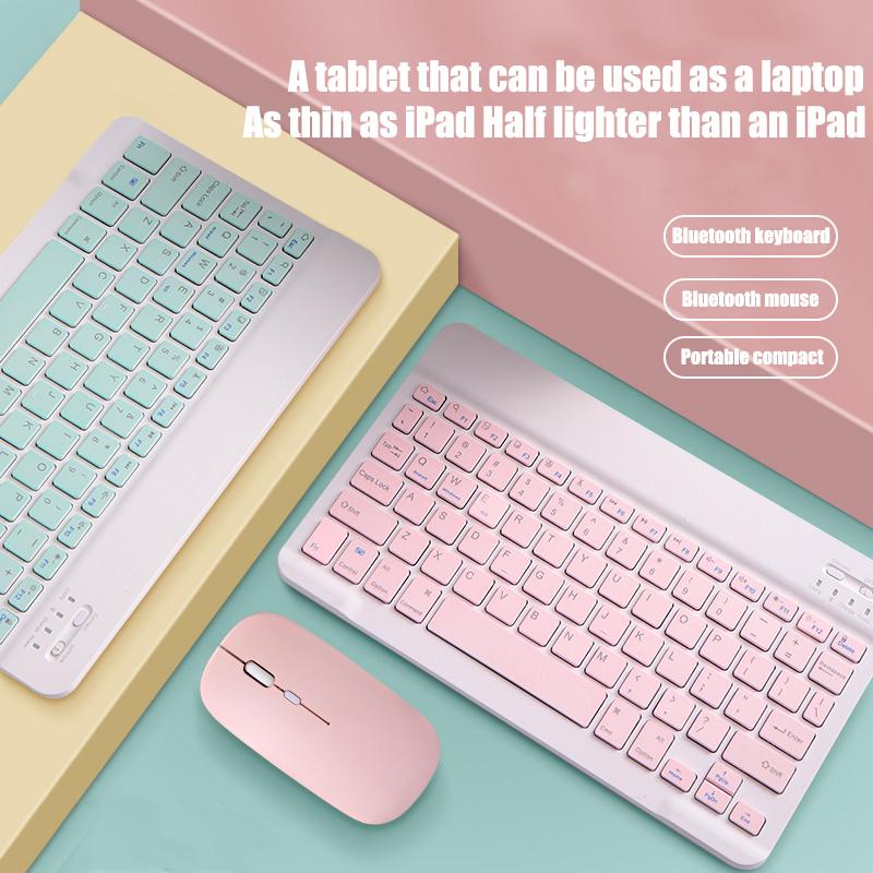 Mini Không Dây Bàn Phím Bluetooth Dùng Cho Máy Tính Bảng iPad iPhone Cao Su Keycaps Sạc Bàn Phím Dành Cho Điện Thoại Thông Minh Android IOS Windows