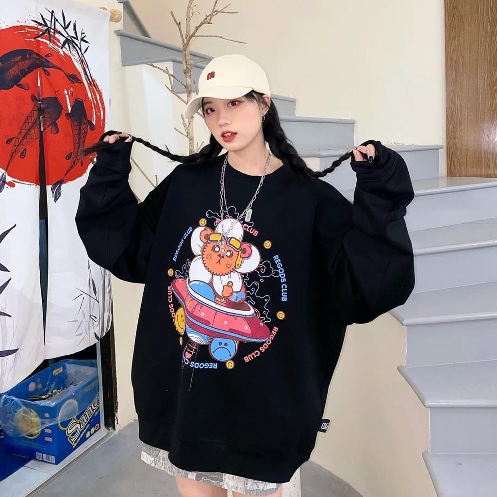 Áo khoác Sweater thun nỉ Bông in monkey Form Rộng Unisex Nam Nữ Ulzzang KUN