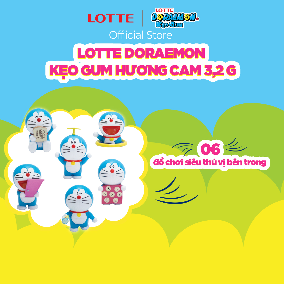 Lotte Doraemon - Kẹo gum hương cam 3 g