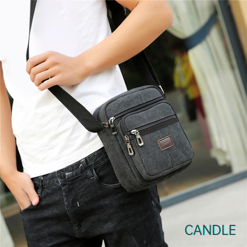 Túi Canvas Đeo Chéo Có Khóa Kéo Tiện Dụng Cho Nam