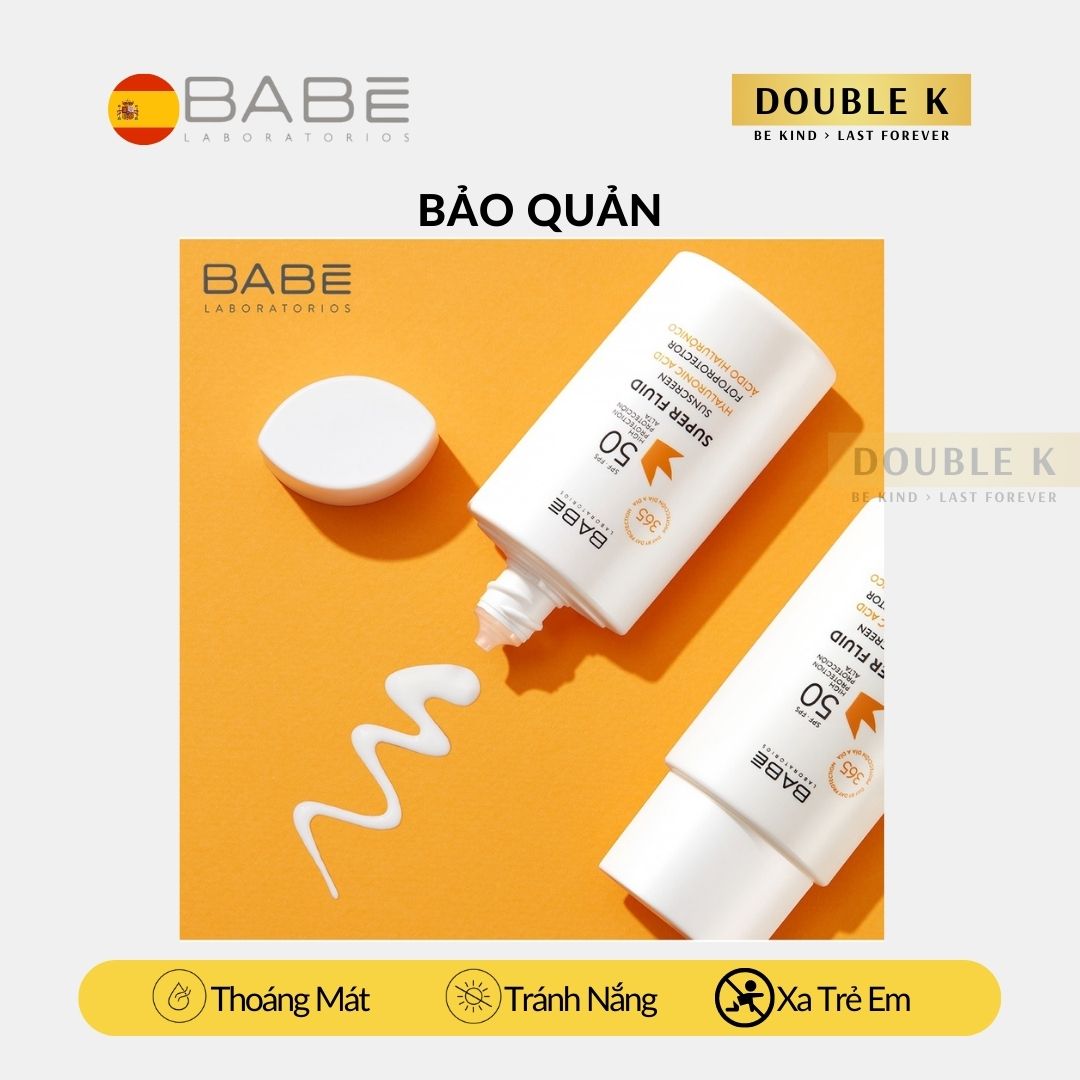 Kem Chống Nắng Dưỡng Ẩm BABE Super Fluid Sunscreen SPF 50 - Double K